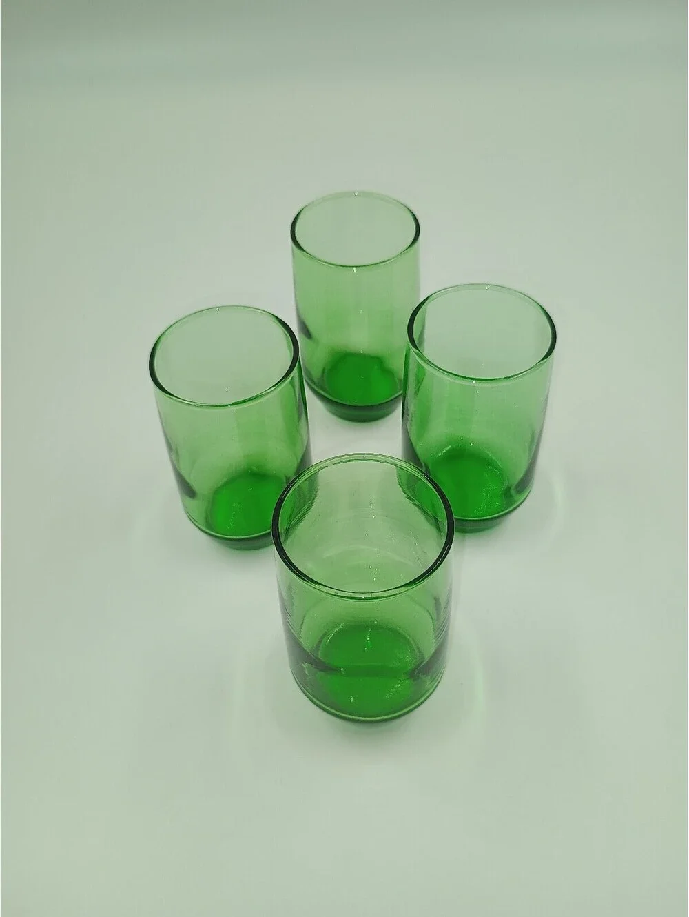 Set of 4 Vintage Green Glass Tumblers
